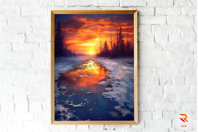 Painting Abstract Sunset Wall Art