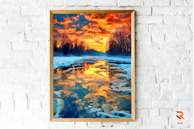 Painting Abstract Sunset Wall Art