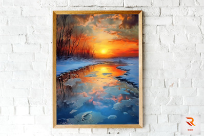 Painting Abstract Sunset Wall Art