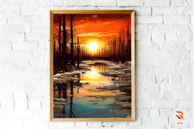 Painting Abstract Sunset Wall Art