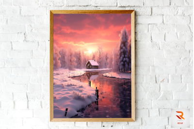 Beutiful Winter Snowy Scene Wall Art