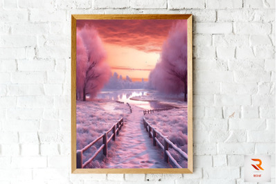 Beutiful Winter Snowy Scene Wall Art