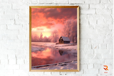 Beutiful Winter Snowy Scene Wall Art