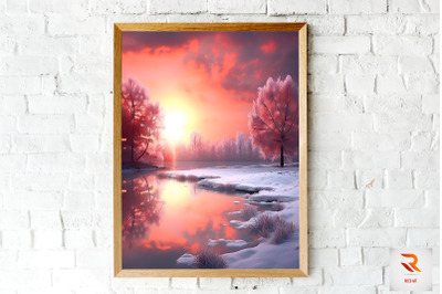 Beutiful Winter Snowy Scene Wall Art