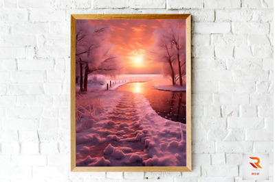 Beutiful Winter Snowy Scene Wall Art