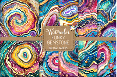 Funky Gemstone Set 2 - Watercolor Background Textures