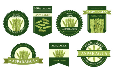 Asparagus label. Organic asparagus product sticker, vegetarian food sy