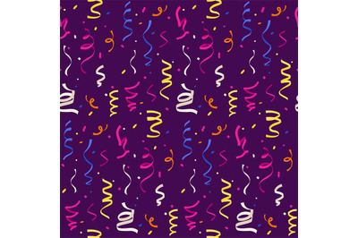 Falling ribbons pattern. Seamless print of colorful streamers for birt