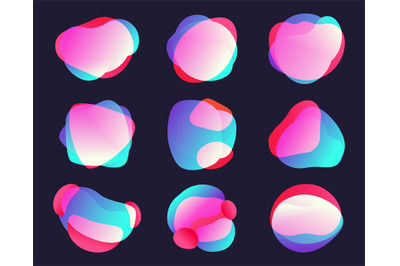 Organic gradient shapes. Abstract colorful figures with different satu