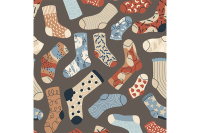 Socks pattern. Seamless print of cute knitted socks for kids, cute car