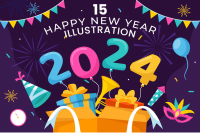 15 Happy New Year 2024 Illustration