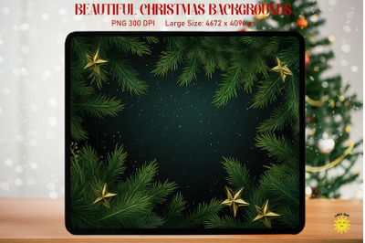 Fir Branches And Stars Xmas Backgrounds