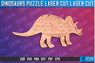 Dinosaurs Puzzle Laser Cut | Puzzle Game Laser Cut SVG Design