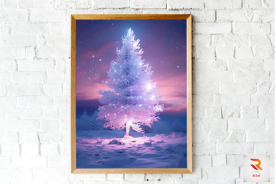 Snow Surrouded Christmas Tree Wall Art