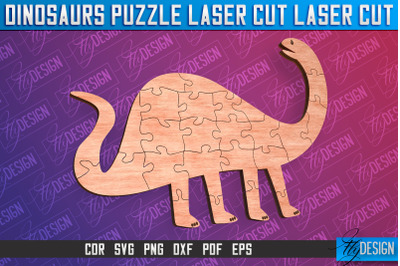 Dinosaurs Puzzle Laser Cut | Puzzle Game Laser Cut SVG Design