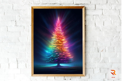 Colorful Drawing Christmas Tree Wall Art