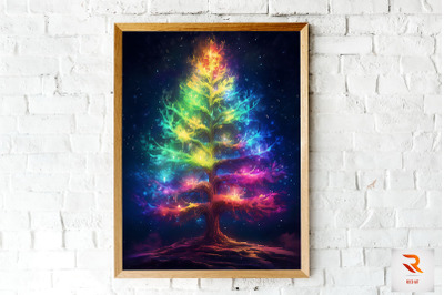 Colorful Radius Christmas Tree Wall Art