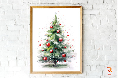 Watercolor Christmas Tree Wall Art