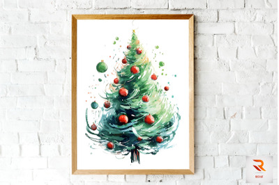 Watercolor Christmas Tree Wall Art