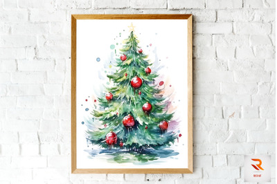 Watercolor Christmas Tree Wall Art