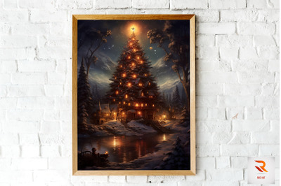 Beautiful Christmas Tree House Wall Art