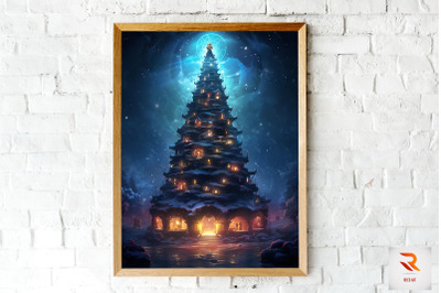 Beautiful Christmas Tree House Wall Art