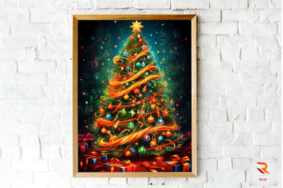 Bright And Colorful X-mas Tree Wall Art