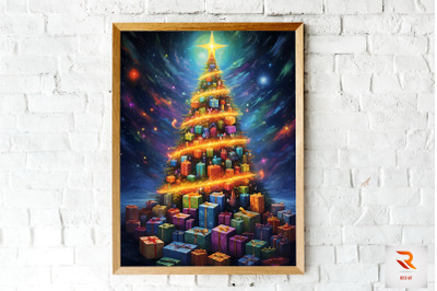 Bright And Colorful X-mas Tree Wall Art