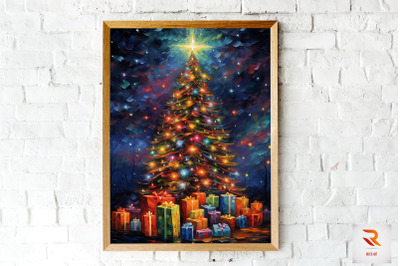 Bright And Colorful X-mas Tree Wall Art