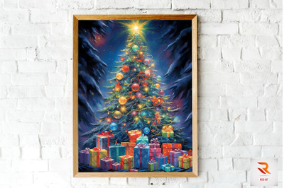 Bright And Colorful X-mas Tree Wall Art