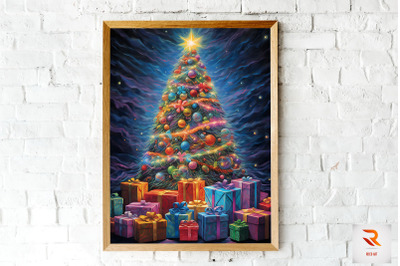 Bright And Colorful X-mas Tree Wall Art