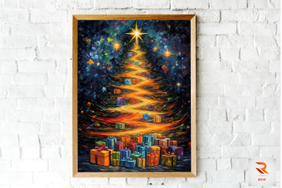 Bright And Colorful X-mas Tree Wall Art