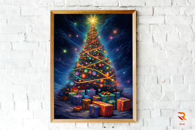 Bright And Colorful X-mas Tree Wall Art