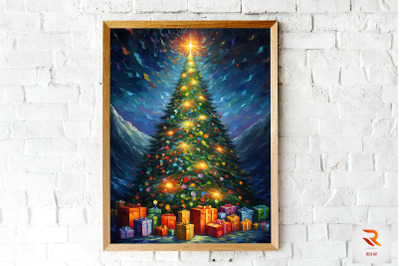 Bright And Colorful X-mas Tree Wall Art