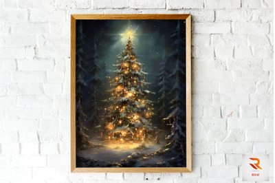 Christmas Tree Light Art Wall Art