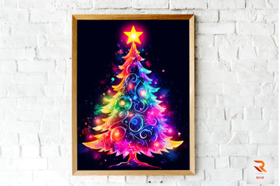 Vibrant Colorful Neon X-mas Tree