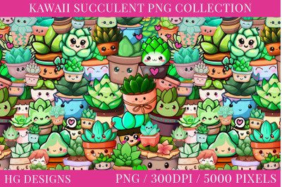 Kawaii Succulent PNG Collection