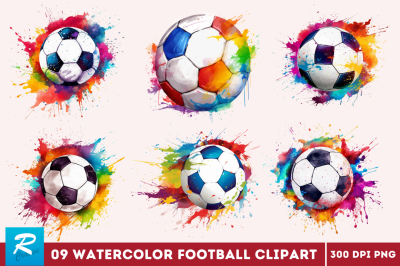watercolor Football Clipart Bundle