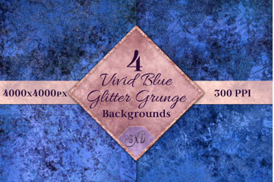 Vivid Blue Glitter Grunge Backgrounds - 4 Images