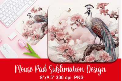 Chinese Peacock Mouse Pad Sublimation PNG