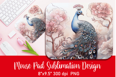 Fairytale Peacock in the garden Mouse Pad Sublimation PNG