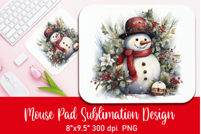 Cute Smiling Snowman Mouse Pad Sublimation PNG