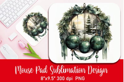 ChristmChristmas wreath Mouse Pad Sublimation PNGas wreath