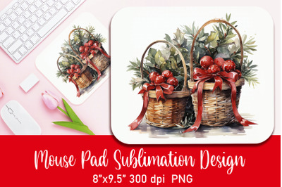 Christmas basket with balls Mouse Pad Sublimation PNG