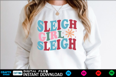 Sleigh Girl Sleigh Retro SVG