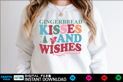 Gingerbread Kisses and Wishes Retro SVG