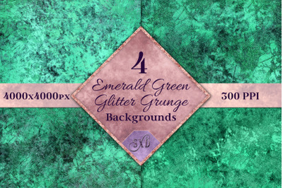 Emerald Green Glitter Grunge Backgrounds - 4 Images