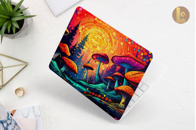 Colorful Whimsical Mushroom Laptop Skin