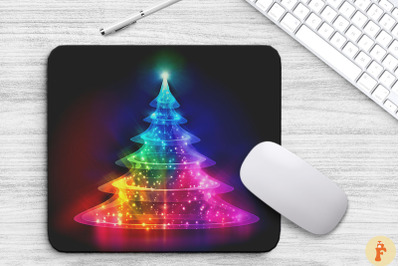 Abstract Glowing Xmas Tree Mouse Pad