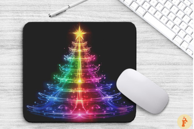 Abstract Glowing Xmas Tree Mouse Pad